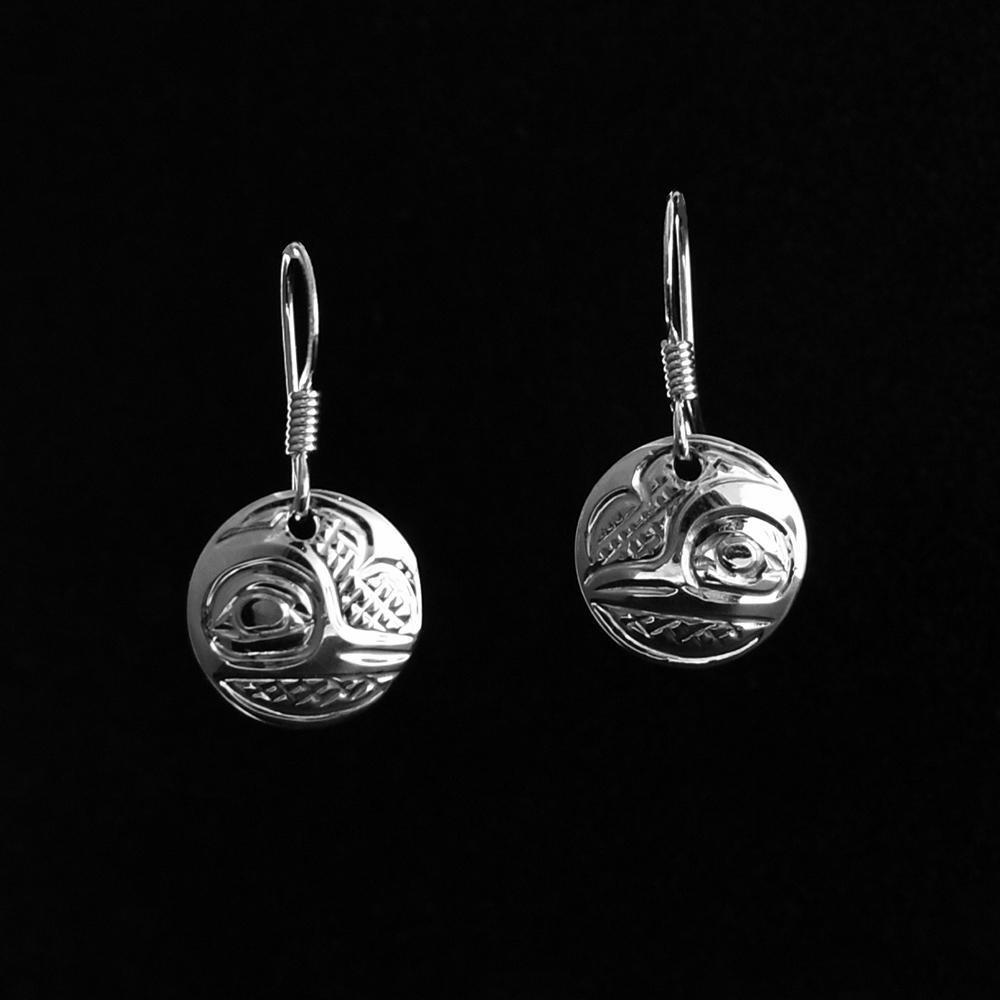 Small Round Silver Hummingbird Earrings