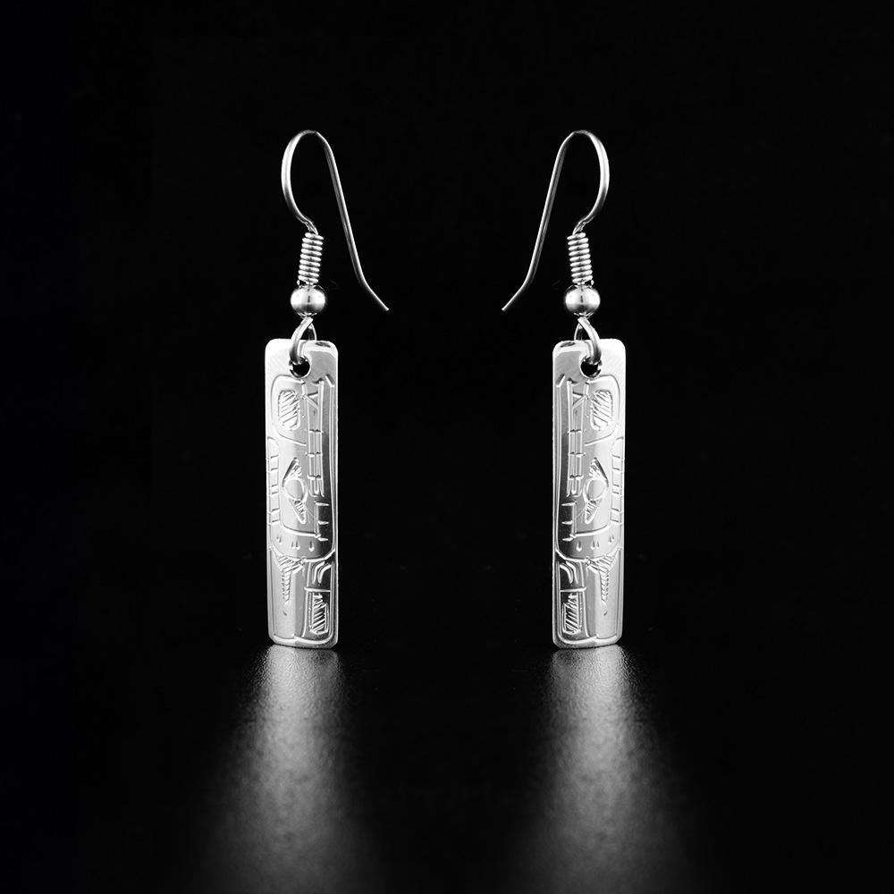 Sterling Silver Rectangular Bear Earrings