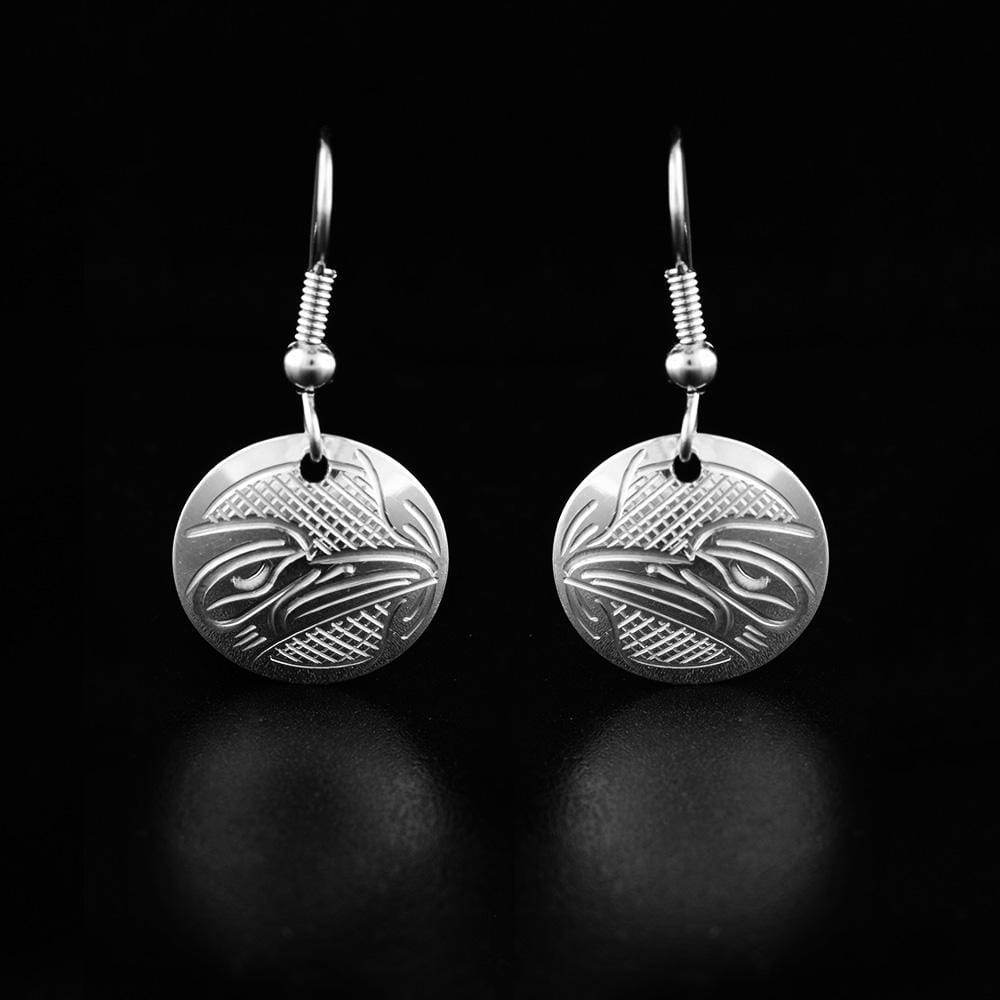 Sterling Silver Small Round Hummingbird Earrings