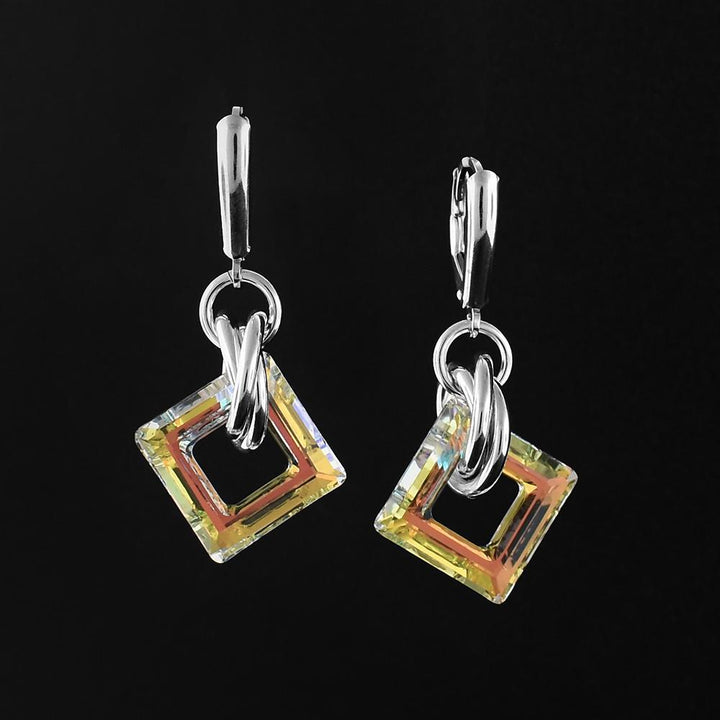 Aurora Borealis Small Wow Squared Earrings