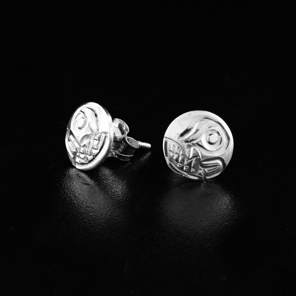 Sterling Silver Mini Moon Stud Earrings