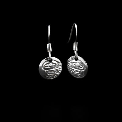 Sterling Silver Mini Bear Round Dangle Earrings - Artina's Jewellery