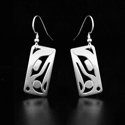 Sterling Silver Rectangular Cut Out Eagle Earrings