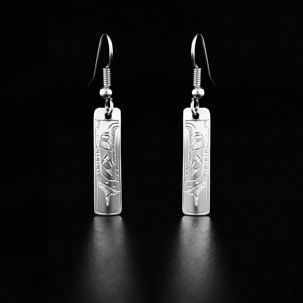 Sterling Silver Mini Rectangular Eagle Earrings