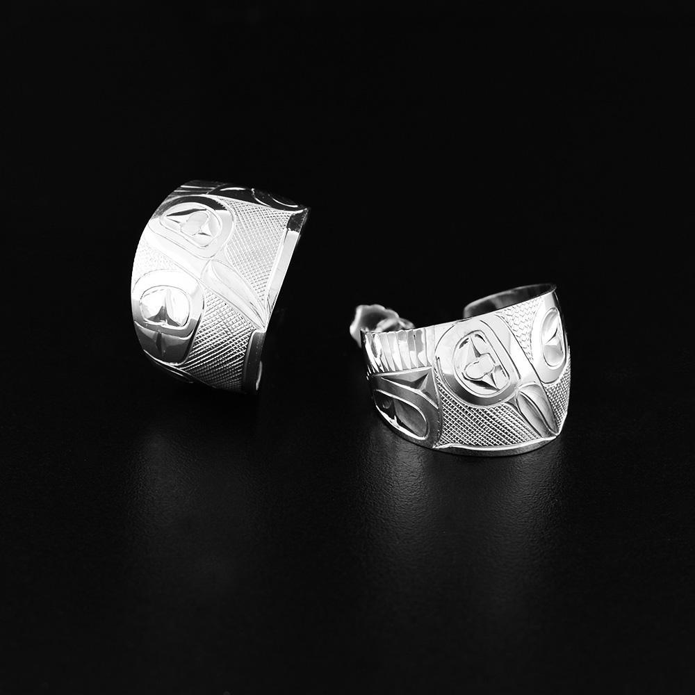 Sterling Silver Hummingbird Hoop Earrings