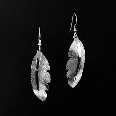 Silver Eagle Feather Earrings
