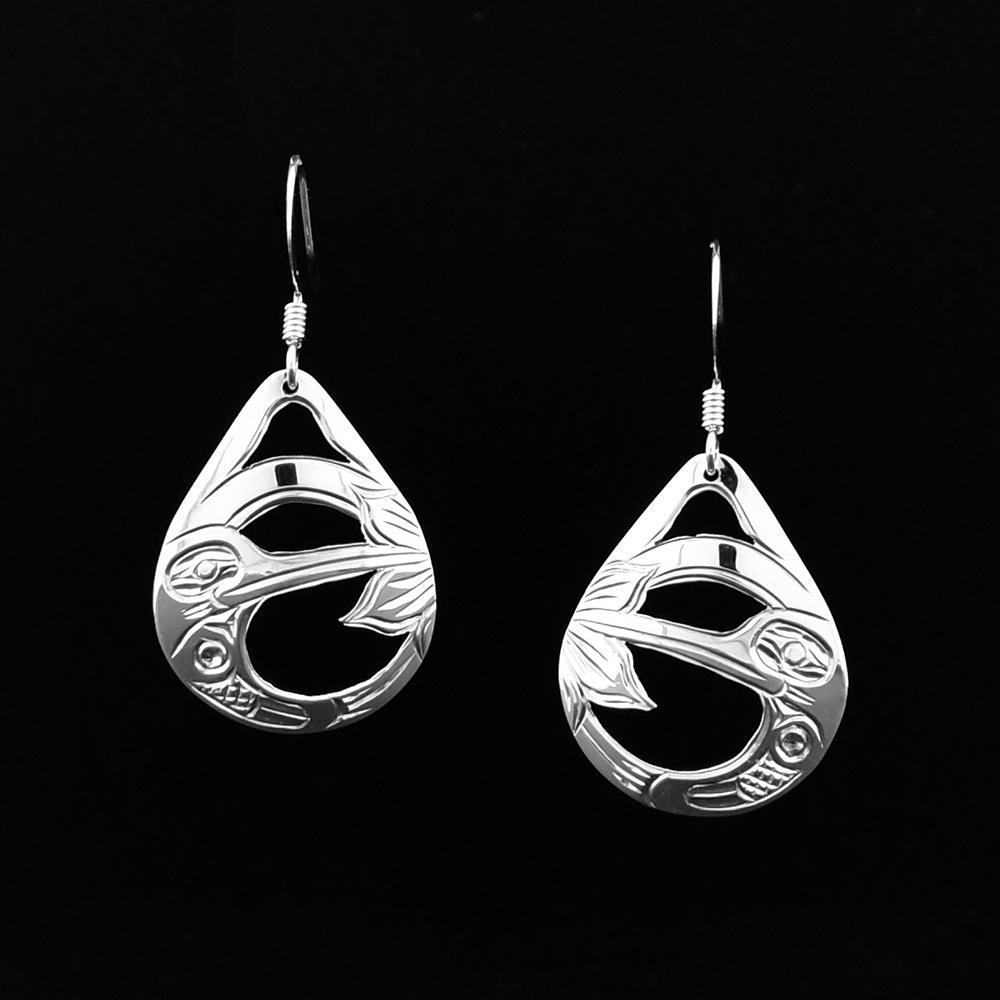 Sterling Silver Pear Shaped Hummingbird Earrings