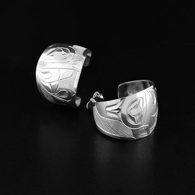 Sterling Silver Orca Hoop Earrings