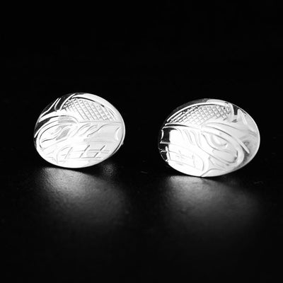 Sterling Silver Wolf Stud Earrings