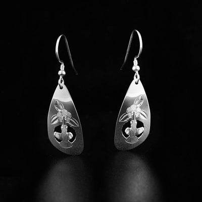 Sterling Silver Hummingbird Wild Rose Earrings