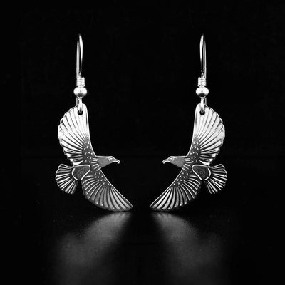 Sterling Silver Swooping Eagle Earrings