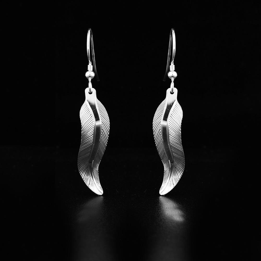 Sterling Silver Medium Hummingbird Feather Earrings