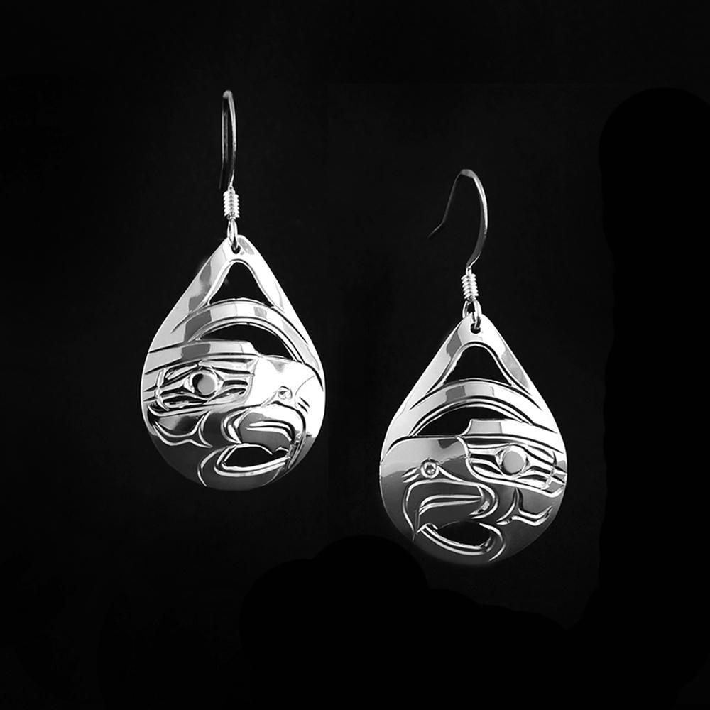 Sterling Silver Pear Shaped Eagle Earrings