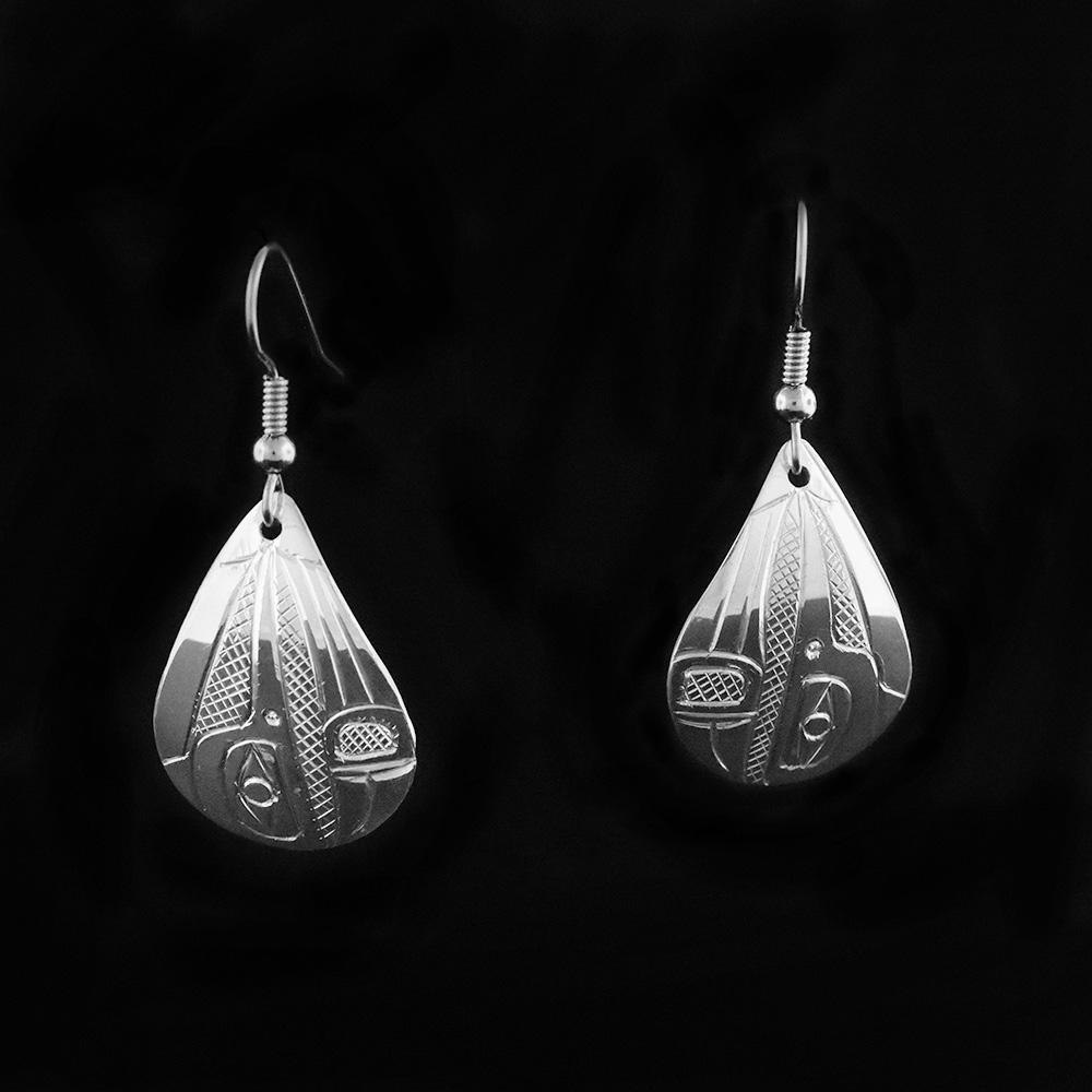 Silver Teardrop Hummingbird Earrings