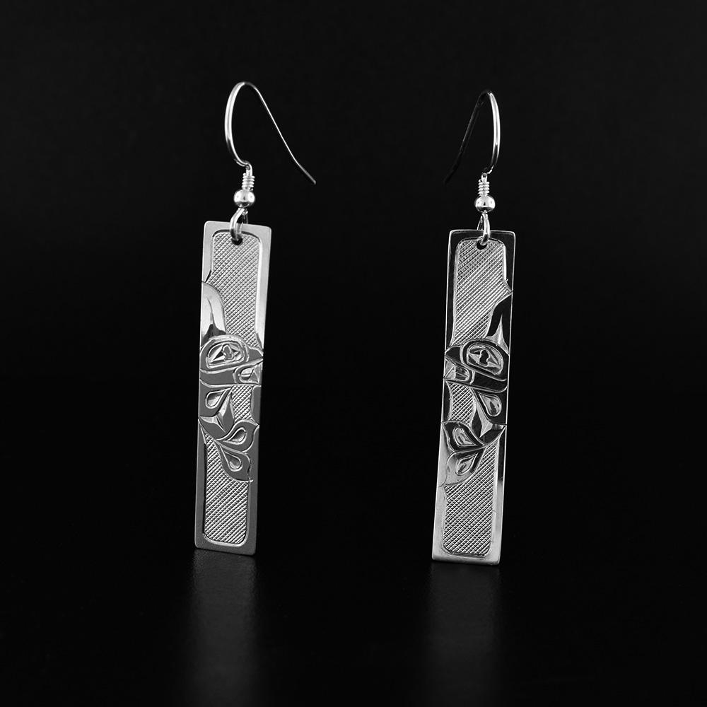 erling Silver Rectangular Orca Earrings