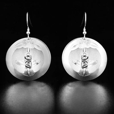 Sterling Silver Round Two Piece Hummingbird Earrings