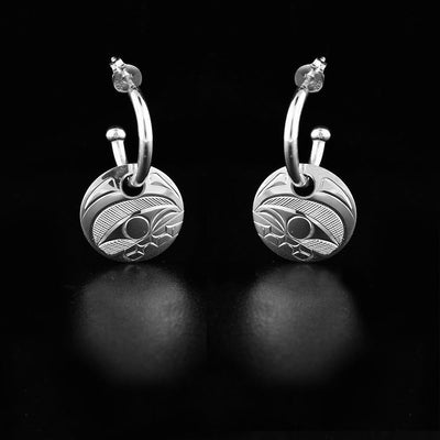 Sterling Silver Orca Stud Hoop Earrings