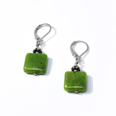 Small Square BC Jade Earrings