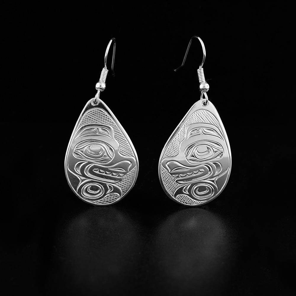 Sterling Silver Teardrop Bear Earrings
