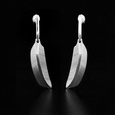 Sterling Silver Feather Stud Earrings with Bar Posts
