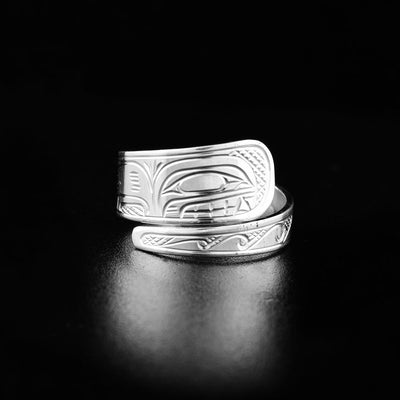 Sterling Silver 3/8" Tapered Orca Wrap Ring