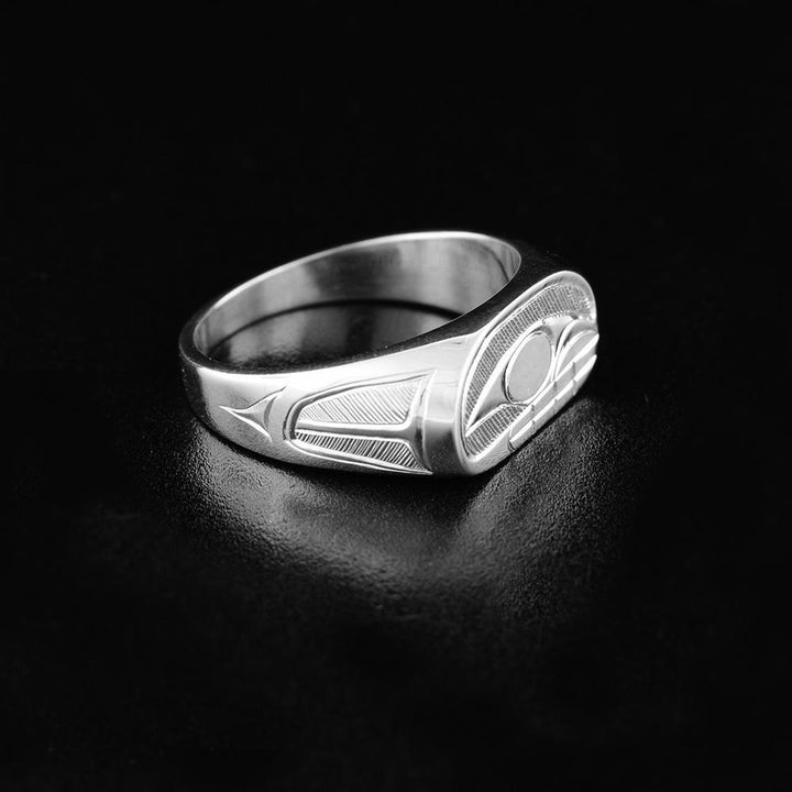 Sterling Silver Orca Signet Ring