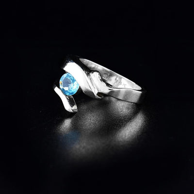 Parallel Curve Ring with Blue Topaz