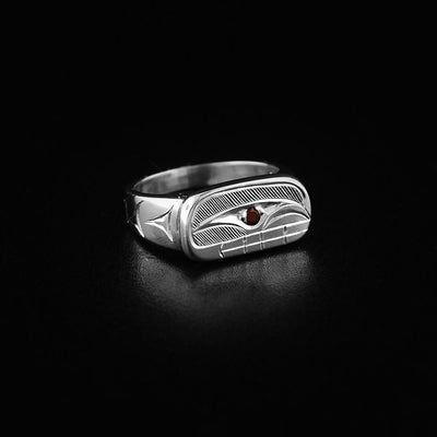 Signet Orca Ring with Garnet