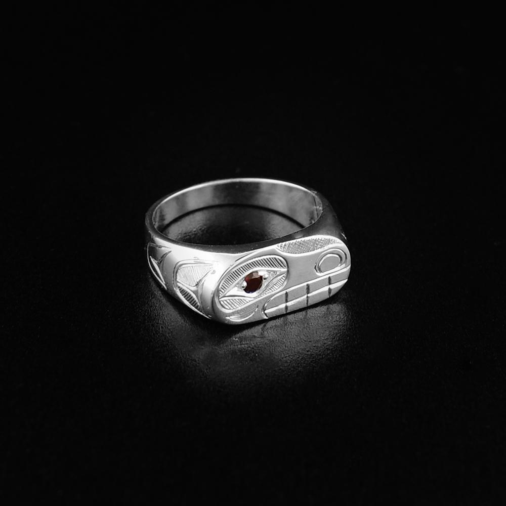 Signet Bear Ring with Garnet