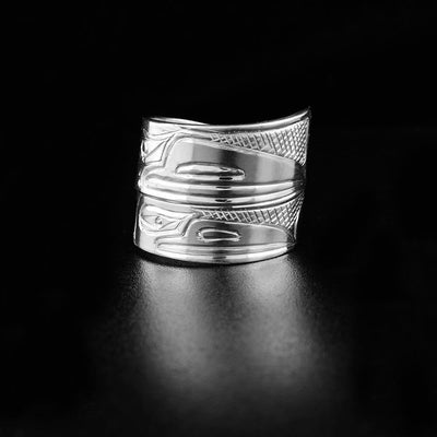 Sterling Silver Raven Double Wrap Ring