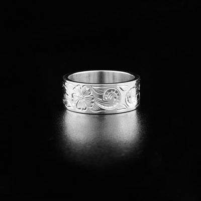 Sterling Silver 3/8" Floral Ring