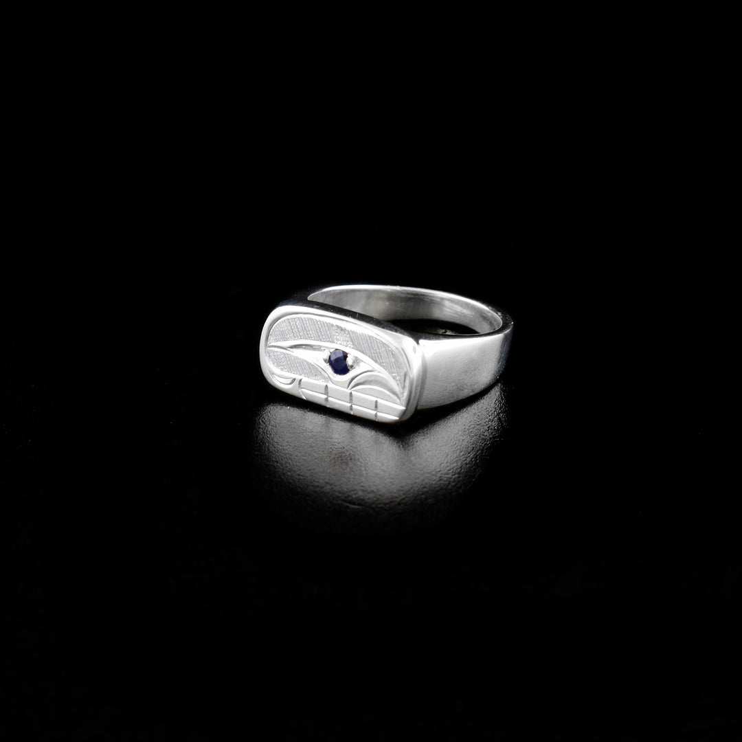 Ovoid Signet Orca Ring with Sapphire - Artina's Jewellery