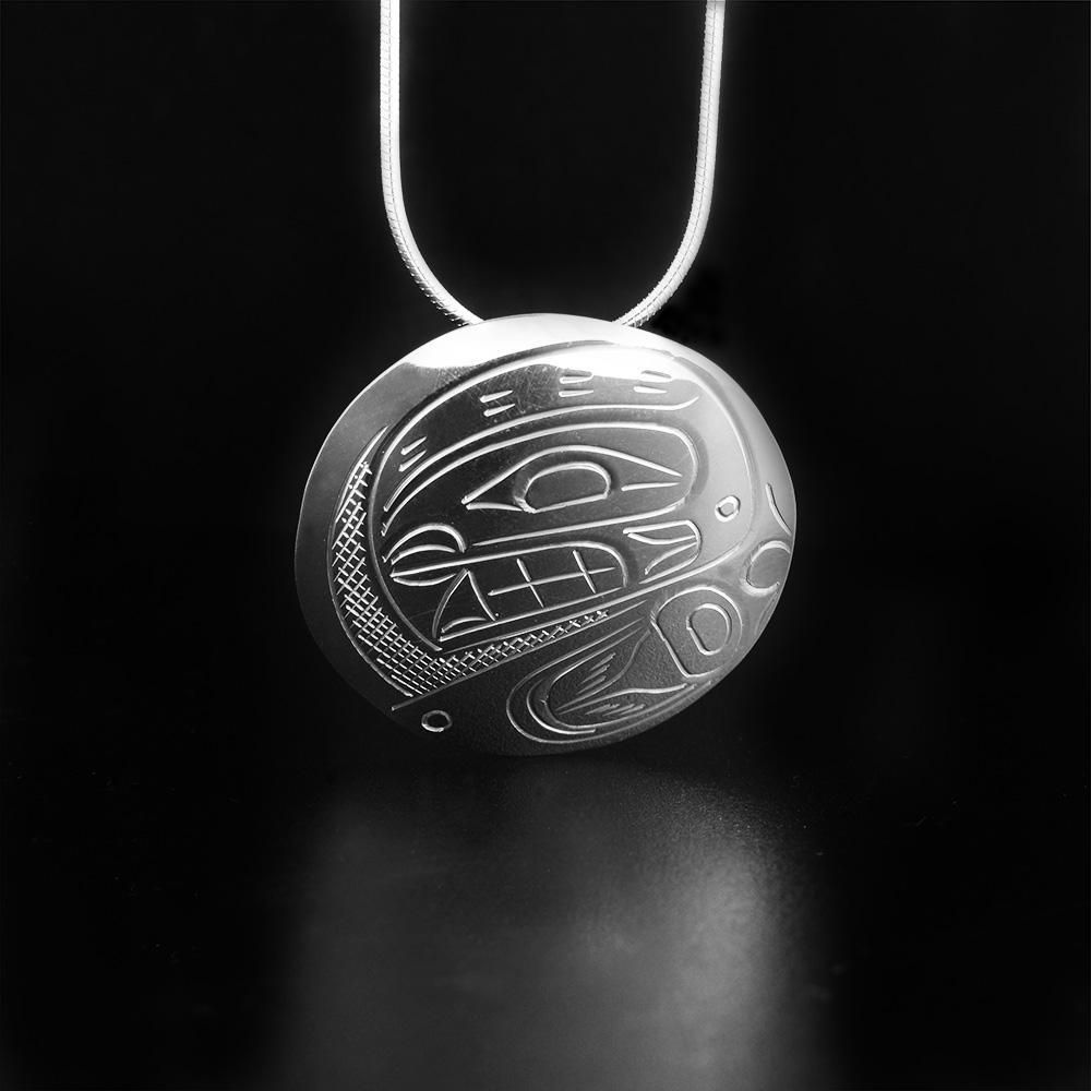 Sterling Silver Medium Round Orca Pendant