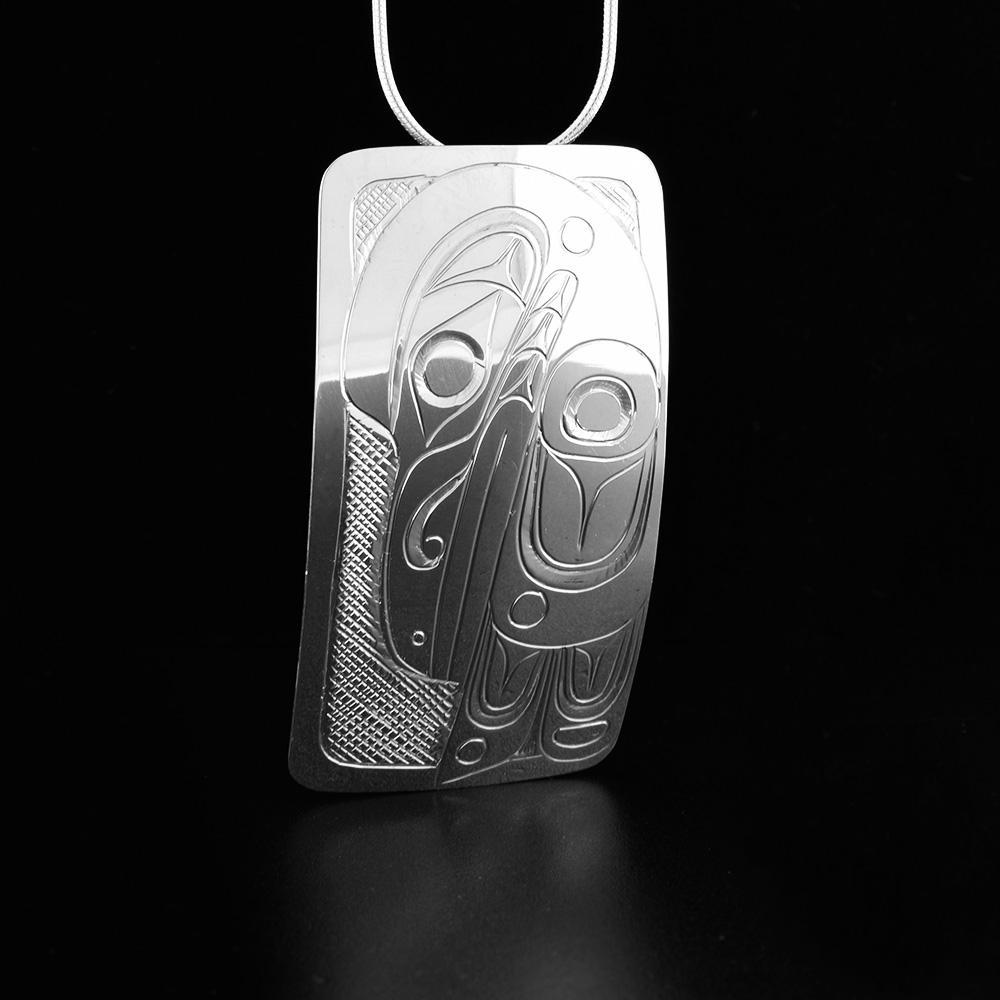 Sterling Silver Rectangular Raven Pendant