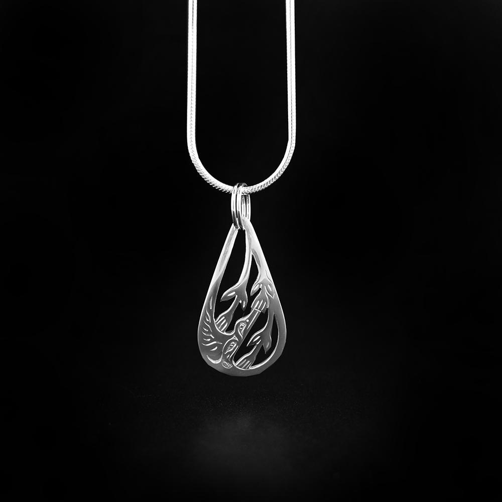 Mini Teardrop Cut Out Hummingbird Pendant