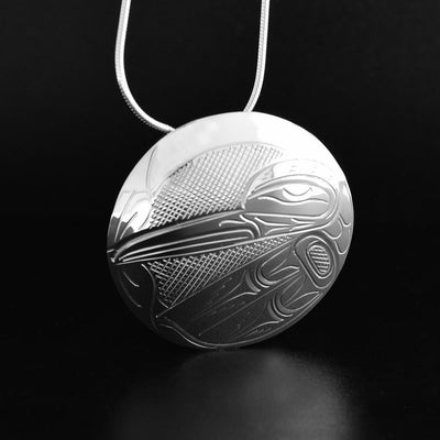 Sterling Silver Round Hummingbird Pin/Pendant
