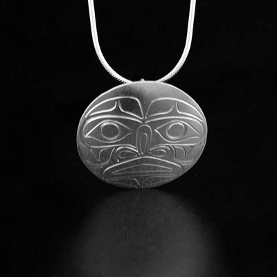 Sterling Silver Small Round Moon Pendant