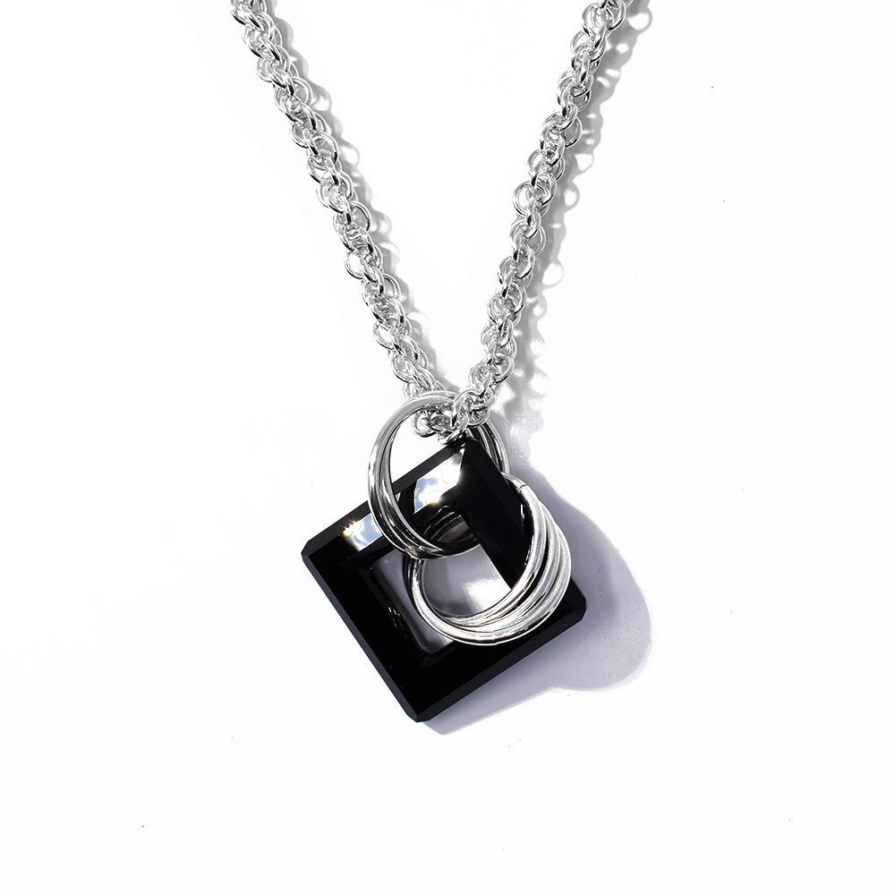 Large Wow Squared Jet Black Pendant