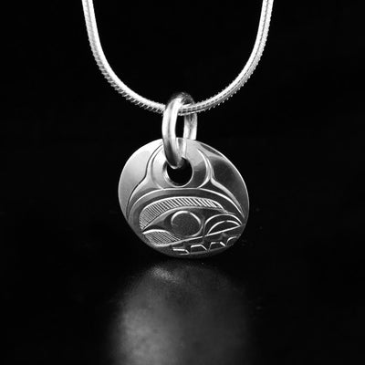 Sterling Silver Round Mini Orca Pendant