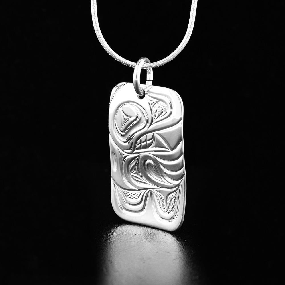 Sterling Silver Rectangular Bear Pendant