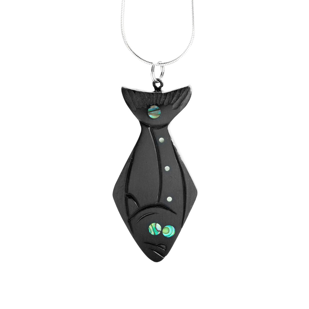 Argillite Halibut Pendant hand carved by Haida artist, Amy Edgars.