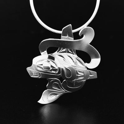 Sterling Silver Orca Water Spout Pendant