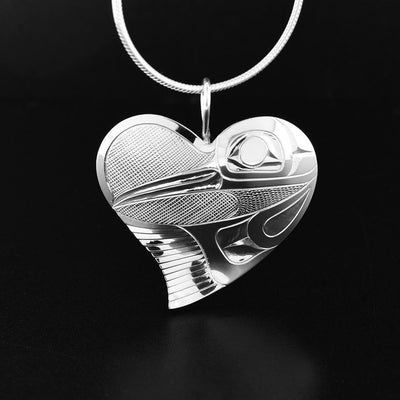 Sterling Silver Hummingbird Heart Pendant
