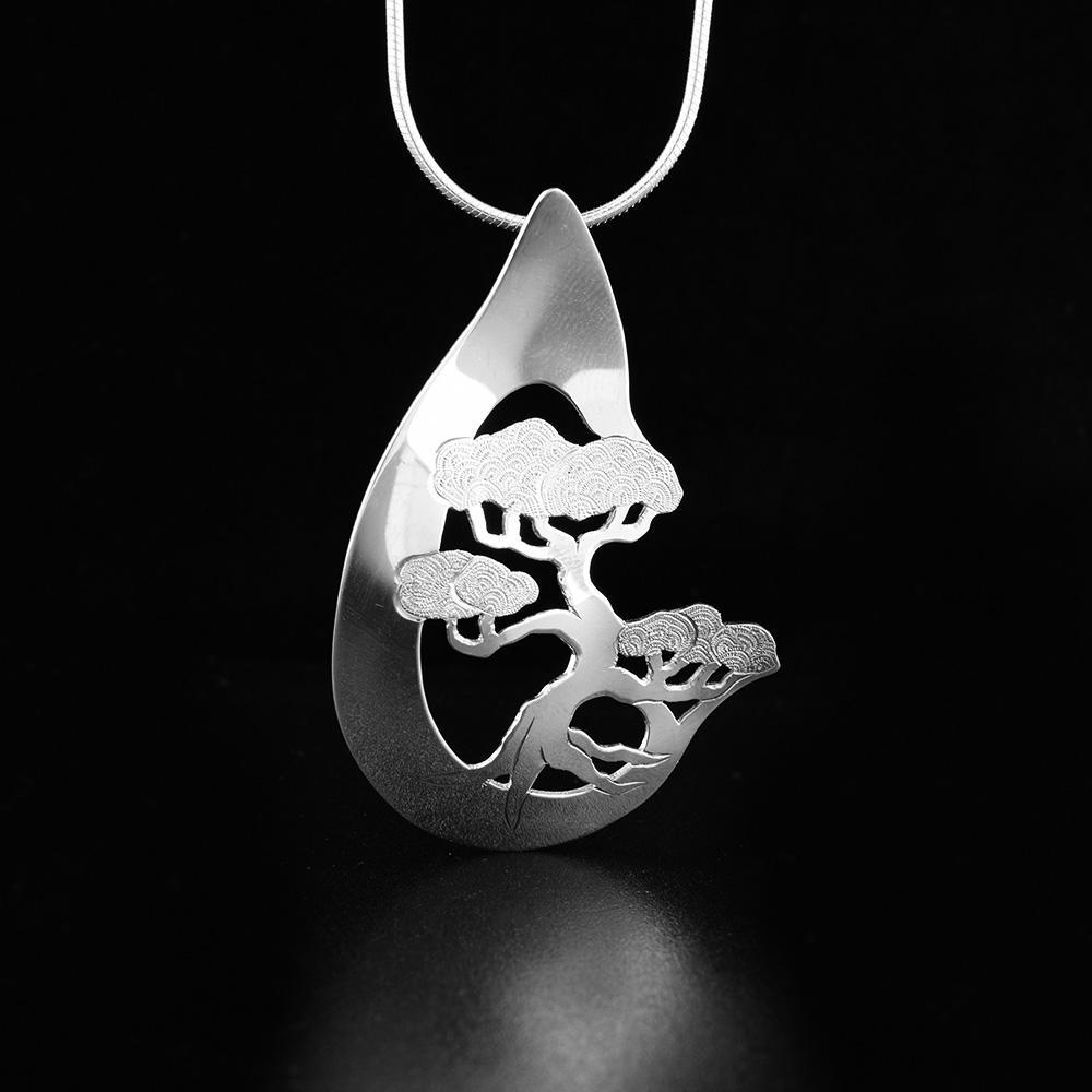 Sterling Silver Freeform Bonsai Tree of Life Pendant