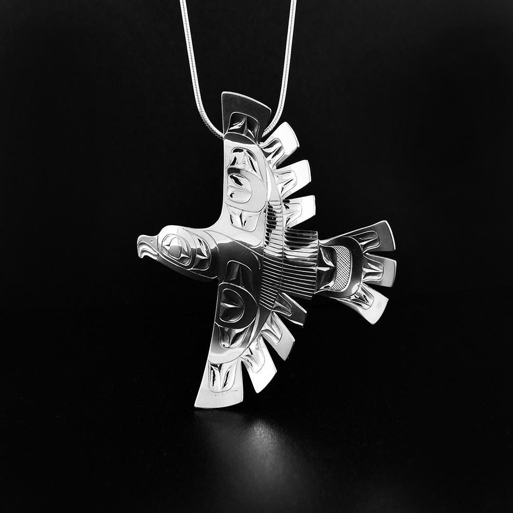 Silver Eagle in Flight Pendant