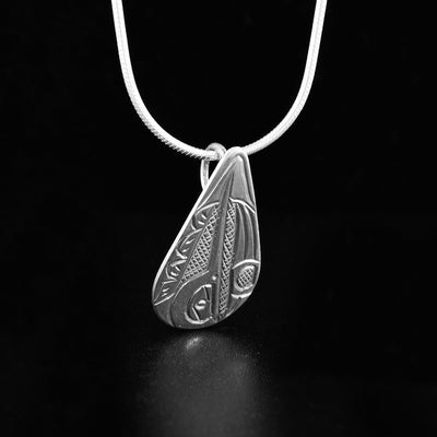 Sterling Silver Small Teardrop Hummingbird Pendant