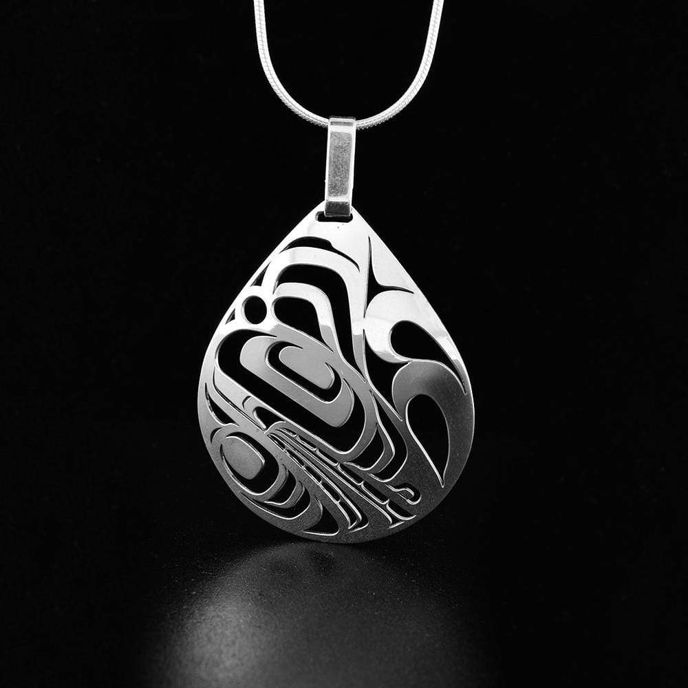 Sterling Silver Teardrop Orca Pendant