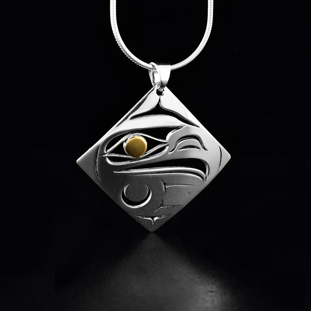 Silver Gold Diamond Shaped Eagle Pendant | Artina's Jewellery