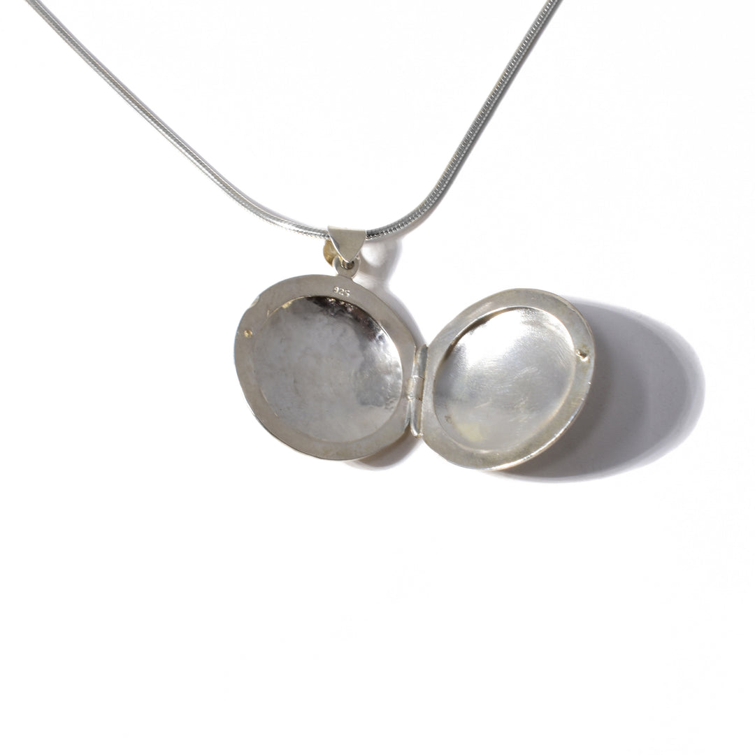 Large Silver Hammered Locket - Artina's Jewellery