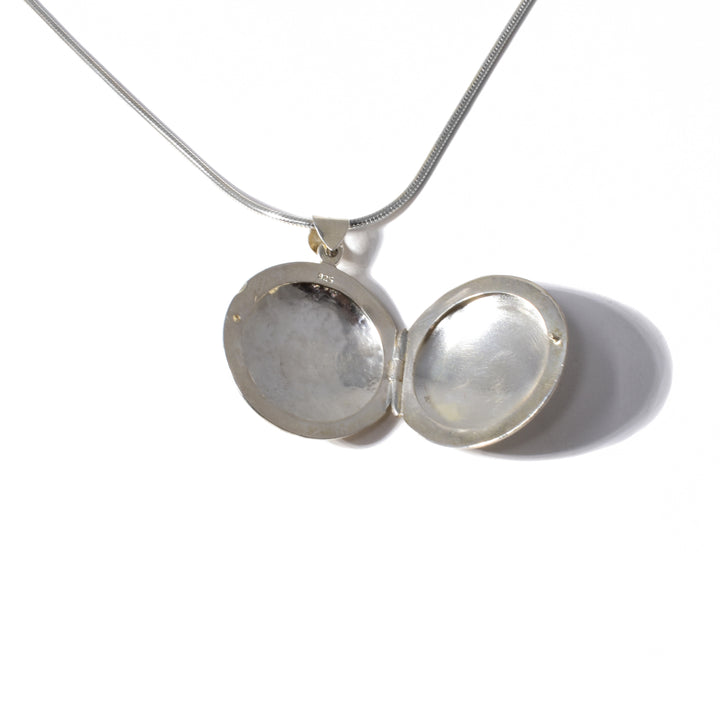 Large Silver Hammered Locket - Artina's Jewellery